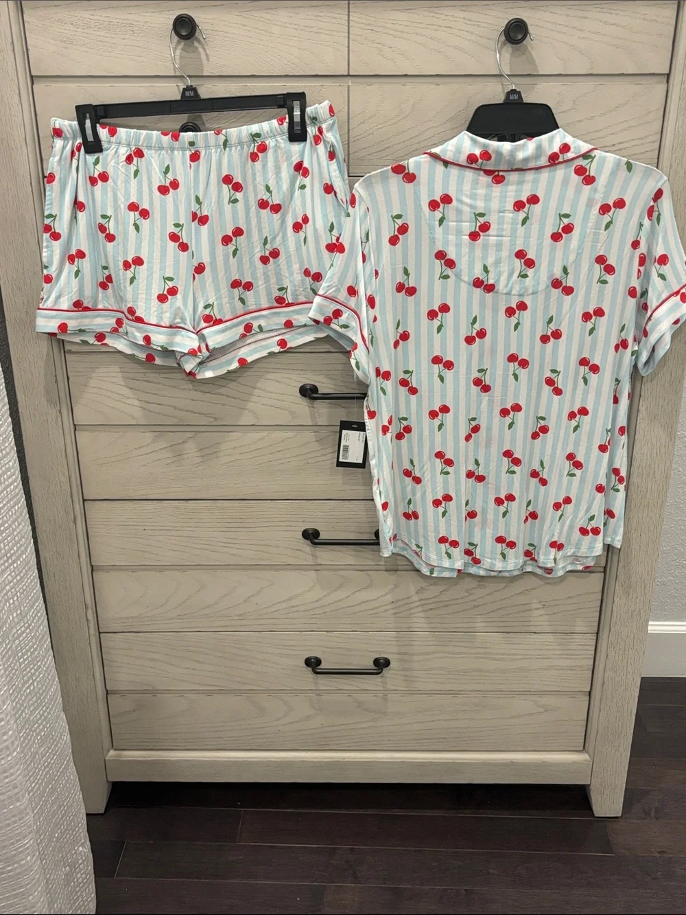 kate spade Cherry Print Short-Sleeve Pajama Set in White and Red